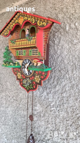 Стенен немски часовник Шварцвалд + термометър - Forest house, снимка 5 - Антикварни и старинни предмети - 53411688