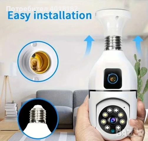 wi fi камера ,двойна тип крушка,нова, снимка 2 - Камери - 53579944