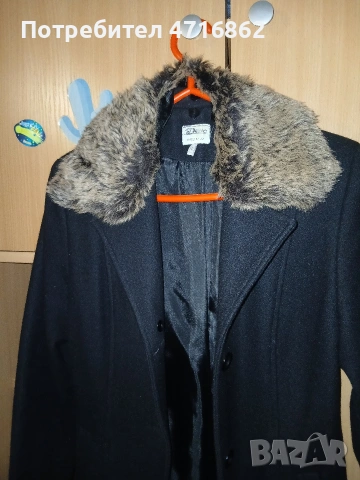 Дамско палто 100% вълна със сваляема яка