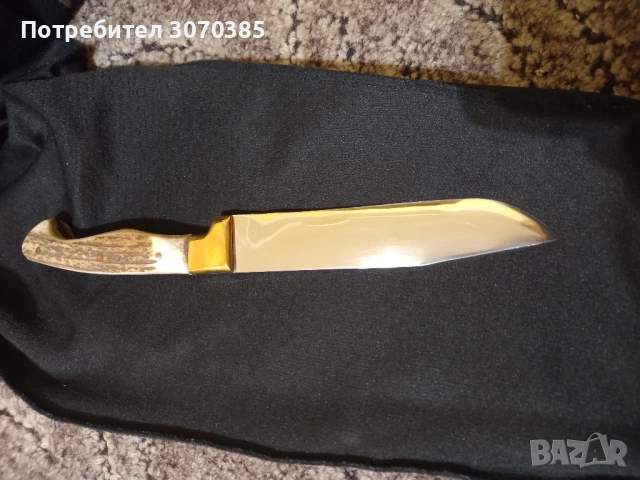 Касапски ловен нож с дръжка от еленов рог , снимка 4 - Ножове - 52384064