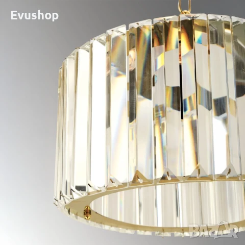 Полилей Crystal– Златист метален дизайн с кристални елементи, снимка 3 - Лампи за таван - 50486007