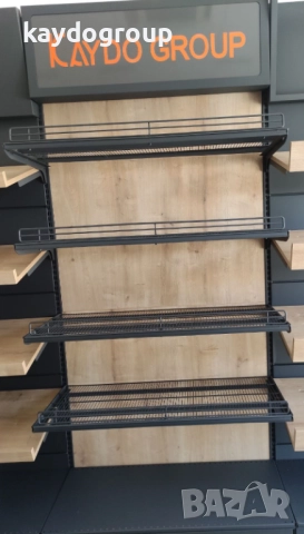 Стелаж за хляб, печива, пекарна, соленки, фурна, хлебарница, метален с дървен гръб НОВ!, снимка 4 - Стелажи и щандове - 51837225