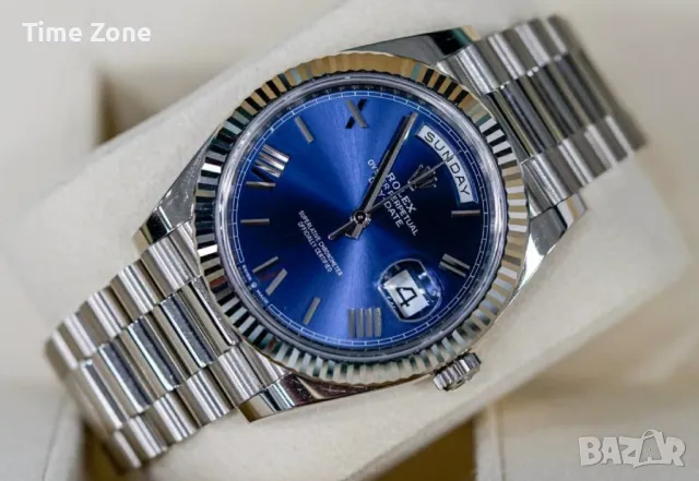 Rolex Day-Date 40mm President White Gold Blue Dial Automatic Различни Варианти, снимка 3 - Мъжки - 48183489