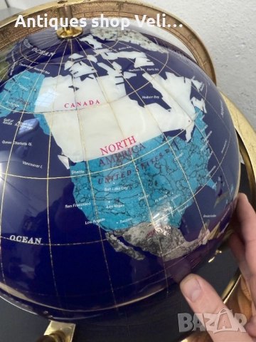 Настолен глобус от полускъпоценни минерали №7670, снимка 8 - Антикварни и старинни предмети - 52627022
