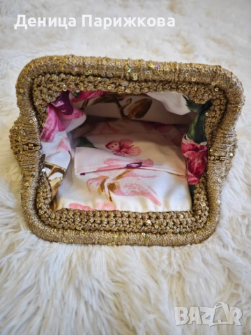 Ръчно плетена елегантна дамска чанта клъч модел „Аврора"“, снимка 12 - Чанти - 52748957