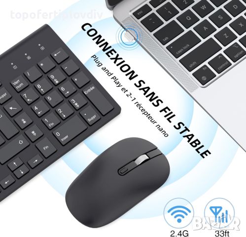 Клавиатура с мишка безжична cimetech Wireless Keyboard, снимка 2 - Клавиатури и мишки - 45171416