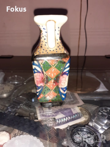 Сатцума Satsuma стара малка ваза порцелан миниатюрна, снимка 2 - Антикварни и старинни предмети - 53357774