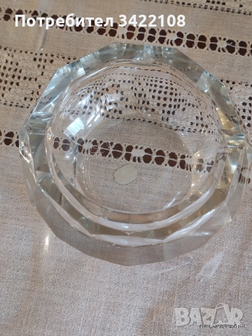 Винтидж тежък кристален пепелник на Бохемия, Чехословакия, снимка 3 - Антикварни и старинни предмети - 52318535