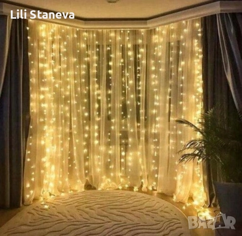 Коледна завеса от лампички / Цветове - Студено бяло, топло бяло, шарено. / 320лед светлини. , снимка 10 - Лед осветление - 52636511