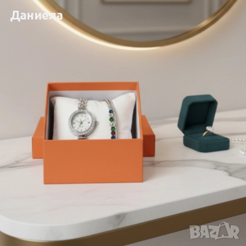 Дамски комплект часовник с гривна – елегантен подарък в луксозна кутия, снимка 2 - Дамски - 51964670