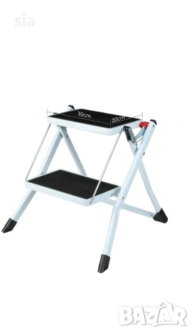Работна стълба, сгъваема, 2 стъпала, стомана, 150 кг