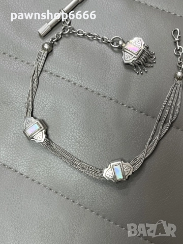 Сребърна верижка за джобен часовник със седефени елементи, снимка 5 - Мъжки - 51454790