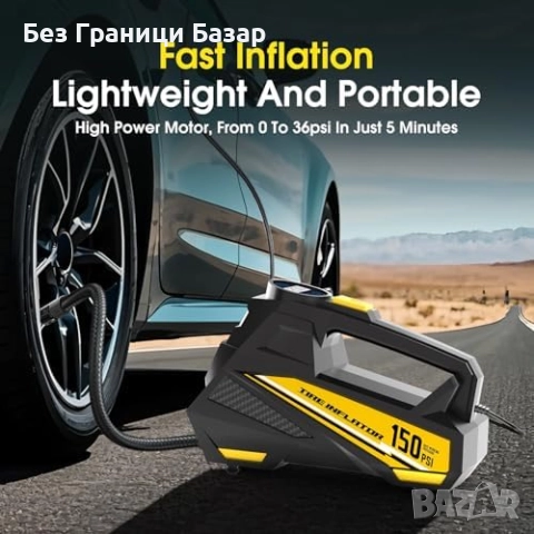 Нова помпа Автомобилен компресор 150 PSI 12V с LCD и LED светлина кола, снимка 2 - Друга електроника - 51917105