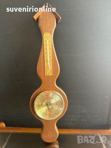 Стар дървен термометър за стена, снимка 1 - Антикварни и старинни предмети - 45682999