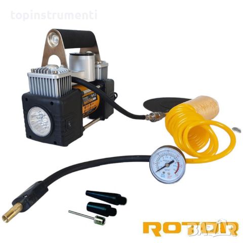 Компресор за помпане на гуми ROTOR RK400, 12V, 400W, 80 л/ мин., 10 bar, снимка 2 - Компресори - 45878780