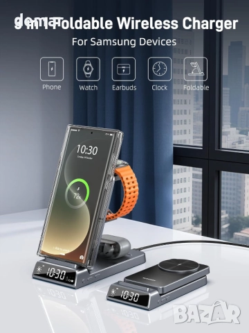 Магнитно безжично зарядно за Samsung, 3 в 1 Mag Safe, снимка 2 - Безжични зарядни - 51690351