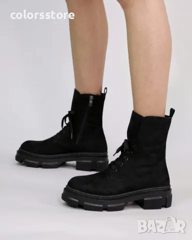 Равни боти - черен велур - BTVD19