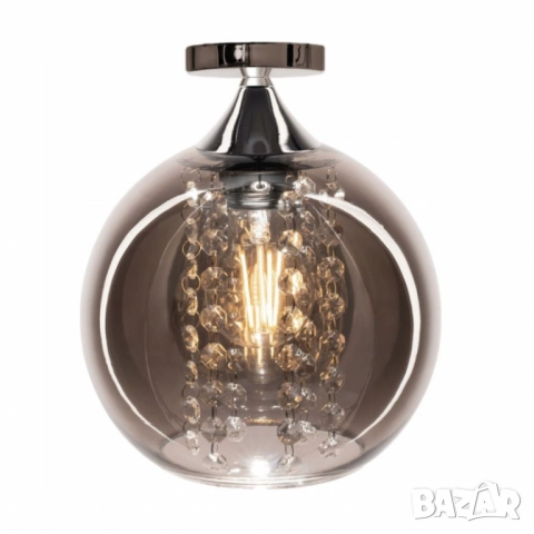 Луксозен плафон със стъклен абажур и кристали – стил, блясък и уют в един осветителен акцент, снимка 4 - Други - 51992739