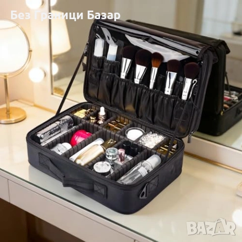 Нова Голяма Козметична Чанта Органайзер с Регулируеми Отделения за грим, снимка 2 - Други - 53839066