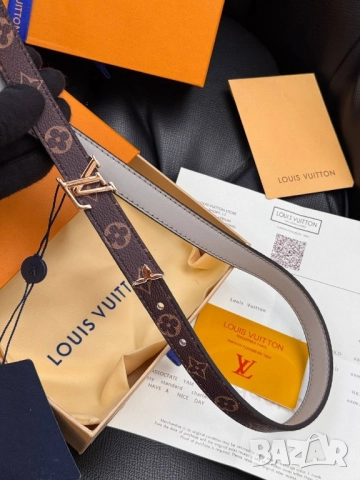 Колан+сертификат+торбичка 1,7см louis vuitton, снимка 4 - Колани - 52093107