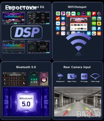 PODOFO универсална мултимедия за кола, Android 13, 2/64G, сензорен екран 7 инча, Carplay / Android C, снимка 2 - Аксесоари и консумативи - 49801482