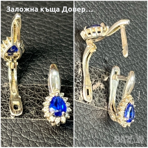 Сребърни обеци естествен САПФИР  чисто нови 925 silver obeci , снимка 9 - Обеци - 52726908