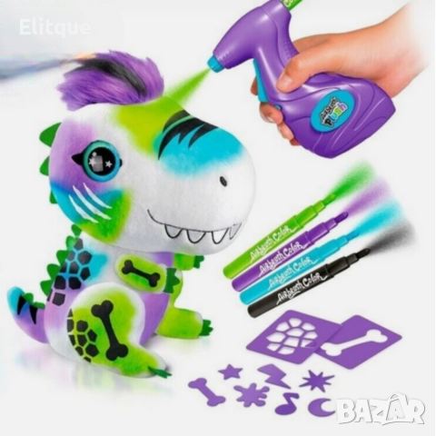 Плюшен динозавър за оцветяване с аерограф – креативен коледен подарък за деца, снимка 4 - Плюшени играчки - 52820271