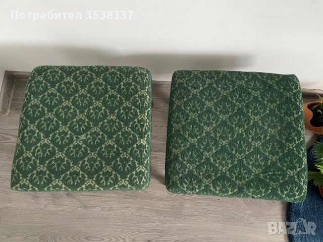 Комплект ретро соц зелени табуретки 2 броя , снимка 2 - Антикварни и старинни предмети - 52670357