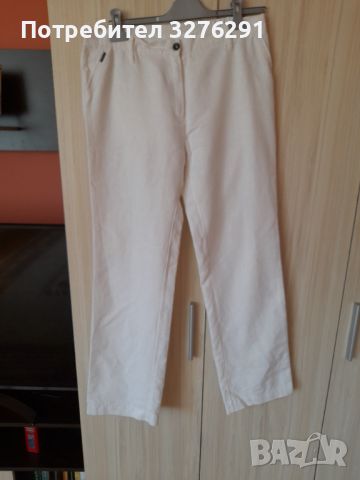 Бял ленен панталон р.48, снимка 1 - Панталони - 45693321