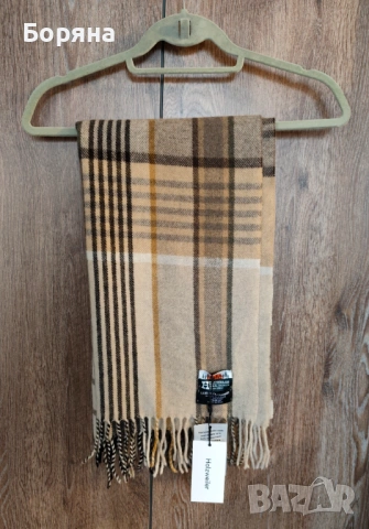 Нов дамски шал от камилска вълна и кашмир в стил Burberry, снимка 5 - Шалове - 53724748