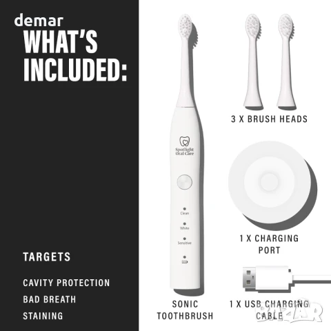 Spotlight Oral Care - Електрическа четка за зъби White Sonic - Възрастни и деца 7+, снимка 4 - Други - 51104518