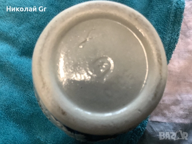 Кана за вино произведено в Германия 1970 години глазиране керамика отличен състояние, снимка 4 - Антикварни и старинни предмети - 53795558