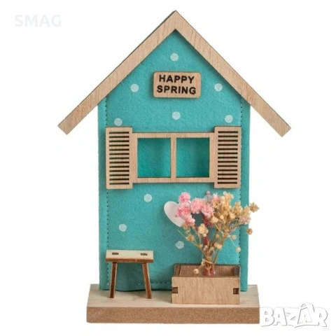 Великденска настолна дървена декоративна къща, 12x4x16 см_1248344, снимка 3 - Декорация за дома - 54226677
