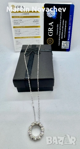 Сребърно колие с мойсанит (Диамант) 1 карат, снимка 8 - Колиета, медальони, синджири - 53820692