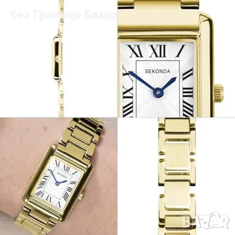 Нов Елегантен Sekonda Часовник женски Дамски Златист 22мм Римски Цифри, снимка 5 - Дамски - 50286068