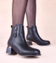 Дамски черни боти на блоков ток с метална вложка Istina, снимка 1