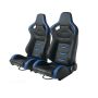 Спортни седалки за автомобил, еко кожа, черни/сини, снимка 1 - Аксесоари и консумативи - 45406049
