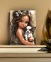 5D диамантен гоблен 🫧 Момиченце с кученце, снимка 1 - Гоблени - 45194809