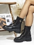 Дамски боти тип кубинка с връзки и цип , снимка 5