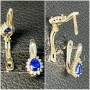 Сребърни обеци естествен САПФИР  чисто нови 925 silver obeci , снимка 9