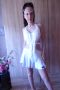 Бяла  рокля за спортни танци с ресни и кристали, снимка 12