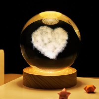 LED Светеща кристална топка/лампа, 3D сензорна - Сърце, снимка 5 - Настолни лампи - 45036199