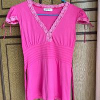 Розова блузка с дантела, снимка 1 - Тениски - 46146831