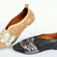 СЕЗОН'24! Ефектни ниски дамски обувки от естествена кожа - Два цвята, снимка 1 - Дамски ежедневни обувки - 45191548
