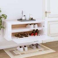 Шкаф за обувки, бял гланц, 100x35x38 см, инженерно дърво  , снимка 2 - Шкафове - 45751626