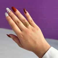 Дамски пръстен от неръждаема стомана със златисто покритие и красива текстура, снимка 2 - Пръстени - 46157860