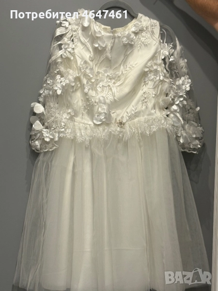Бяла рокля с 3D цветя , снимка 1