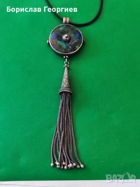 Стар сребърен медальон 925 с тюркоаз, снимка 1