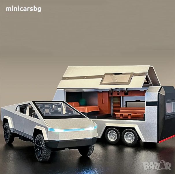 Метални колички: Tesla Cybertruck + атв и каравана , снимка 1