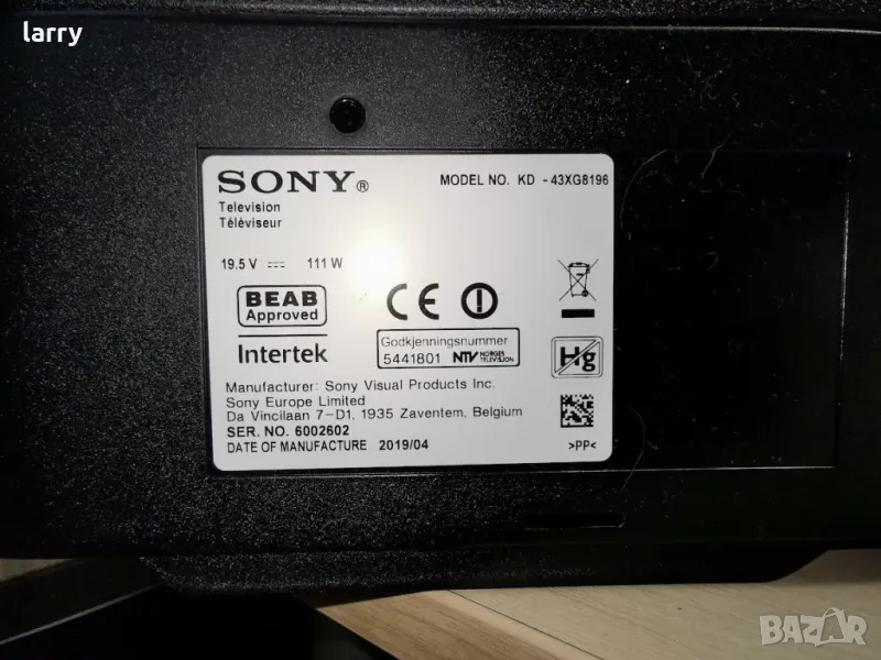 Телевизор Sony KD-43XG8196 на части, снимка 1